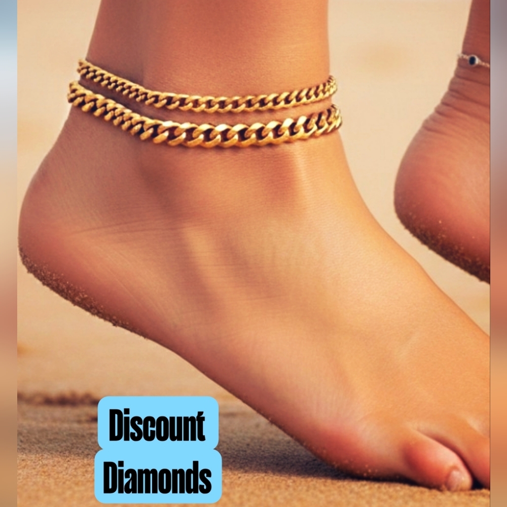 Anklet or Arm Bracelet in 18K Bright Yellow Gold over 925 Stainless Steel